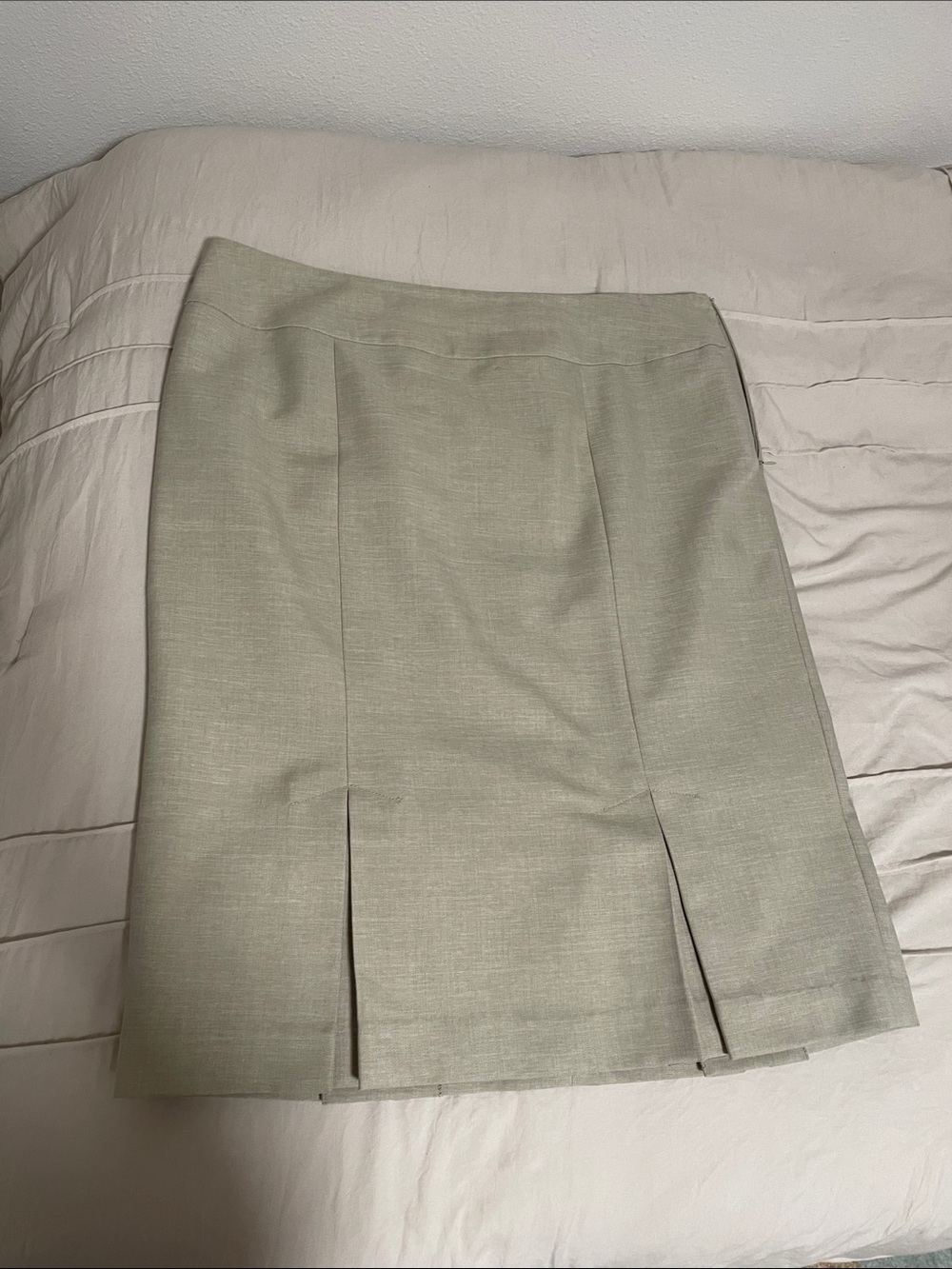 Tailored Sage Pencil Skirt with Front Slits